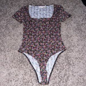 Floral square neck bodysuit